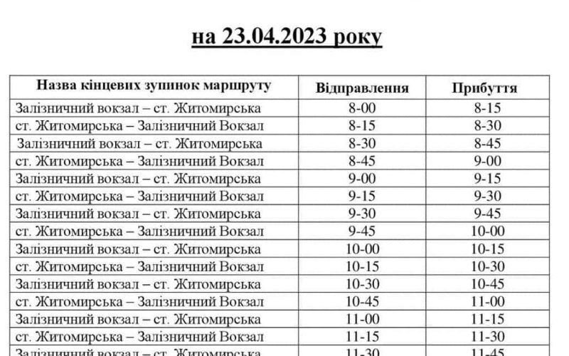 У провідну неділю в Коростені курсуватиме додатковий автобус